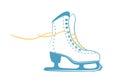 Ice skates with bright laces. White classic figure skate in line style. Sport equipment logo. Vector Illustration isolated on Royalty Free Stock Photo