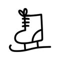 Ice skates in doodle sketch style. Vector illustration. Royalty Free Stock Photo