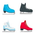 Ice skates icon set, flat style