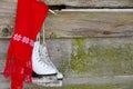 Ice skates with scarf Royalty Free Stock Photo