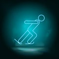Ice skating athlete blue neon icon. Simple element illustration from map and navigation concept. Ice skating athlete blue