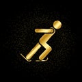 Ice skating athlete gold, icon. Vector illustration of golden particle