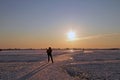 Ice skating in the countryside from the Netherlands Royalty Free Stock Photo