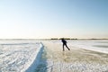 Ice skating in the countryside from the Netherlands Royalty Free Stock Photo