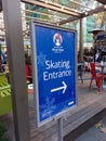 Ice Skating Entrance Sign, Winter Village at Bryant Park, NYC, USA