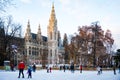 Ice skating in front of the Vienna Town Hall in Austria