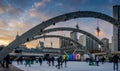 Ice skating in front of the Toronto City Hall, Canada Royalty Free Stock Photo