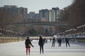 Ice skating on the frozen Rideau Canal Ottawa Winterlude Royalty Free Stock Photo