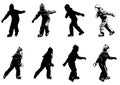 Ice skating kids silhouettes