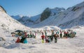 Ice skating on a mountain lake Royalty Free Stock Photo