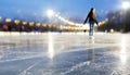 Ice skating rink in winter, blurred background