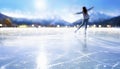 Ice skating rink in winter, blurred background