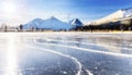 Ice skating rink in winter, blurred background
