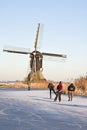 Ice skating in winter in the Netherlands Royalty Free Stock Photo