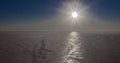 Ice and sky landscape of the Gulf of Finland on sunny frosty day