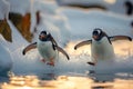 Ice sliding adventure adorable penguins enjoying winter play