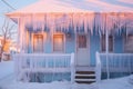 Ice snow background house seasonal weather cold winter Royalty Free Stock Photo