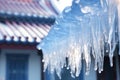 Ice snow background roof transparent cold winter seasonal white nature frost icicle weather water Royalty Free Stock Photo