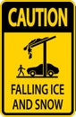 Ice and Snow Caution Sign Caution - Falling Ice And Snow Sign Royalty Free Stock Photo