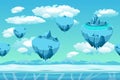 Ice and snow with the ice islands. Seamless game landscape. Cartoon background for games