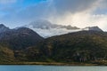 Ice and snow on mountains by Beagle channel in Chile Royalty Free Stock Photo