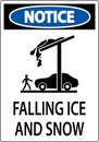 Ice and Snow Notice Sign Caution - Falling Ice And Snow Sign