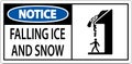 Ice and Snow Warning Sign Caution - Falling Ice And Snow Sign Royalty Free Stock Photo