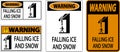 Ice and Snow Warning Sign Caution - Falling Ice And Snow Sign Royalty Free Stock Photo