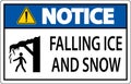 Ice and Snow Warning Sign Caution - Falling Ice And Snow Sign Royalty Free Stock Photo