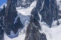 Ice snowy seracs and rocks in the upper parts of the Mont Blanc massif