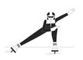 Ice speed skater woman black and white cartoon flat illustration