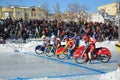 Ice Speedway competitors start the Cup of Russia