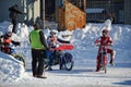 Ice Speedway, riders at the entrance track Royalty Free Stock Photo