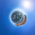 Ice sphere covered with cracks. Lake Baikal. Tiny planet 360 panorama