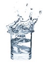 Ice splashing in cup of water Royalty Free Stock Photo