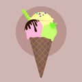 ice cream flat cartoon illustration hamp Royalty Free Stock Photo