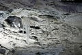 Ice stalactites, stalagmites and columns in cave