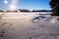 Ice surface of the Stbske Pleso lake. Royalty Free Stock Photo