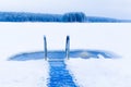 Ice swimming place from Kuhmo, Finland. Royalty Free Stock Photo