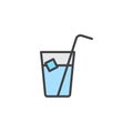 Ice tea glass filled outline icon Royalty Free Stock Photo