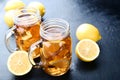 Ice tea in glass jars Royalty Free Stock Photo