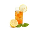Ice tea with lemon and lemon balm Royalty Free Stock Photo