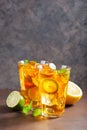 Ice tea with lemon and mint Royalty Free Stock Photo