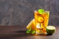 Ice tea with lemon and mint Royalty Free Stock Photo