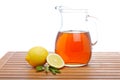 Ice tea with lemon pitcher Royalty Free Stock Photo