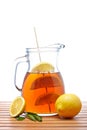 Ice tea with lemon pitcher Royalty Free Stock Photo