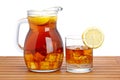 Ice tea with lemon pitcher Royalty Free Stock Photo