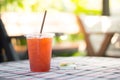 Ice tea , lemon tea on table with blurred background Royalty Free Stock Photo