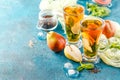 Ice tea with mint leaves and pear Royalty Free Stock Photo