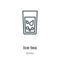 Ice tea outline vector icon. Thin line black ice tea icon, flat vector simple element illustration from editable drinks concept Royalty Free Stock Photo